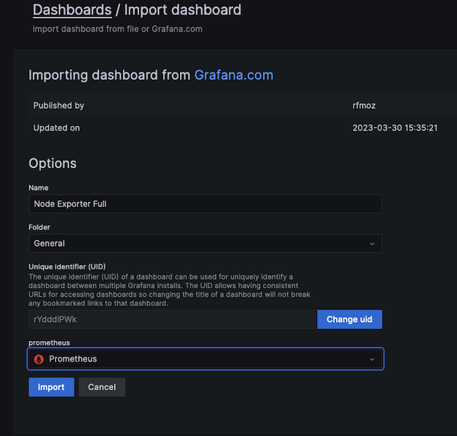 Importing Dashboard