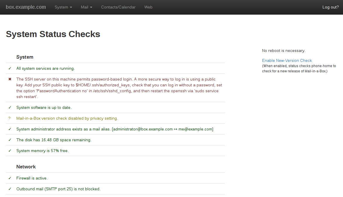 Mail-in-a-Box Control Panel - System Status Checks